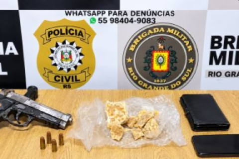 Polícia Civil e Brigada Militar prendem duas pessoas e apreendem crack em balneário de Três de Maio