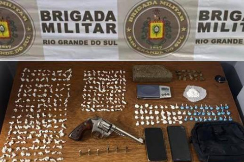 Brigada Militar prende homem por tráfico de drogas e porte ilegal de arma em Tucunduva